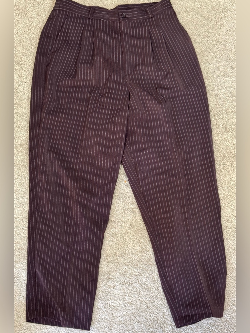 Briggs Petite Brown Pinstripe 2 Piece Pant Suit Set NWT Size 14P Career Office - Picture 5 of 11